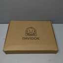 DAVIDOK C-Shaped Sofa End Table, Adjustable Height Couch Side Table with Device Slot, Brown Color with Black Metal Stand, Couch Table for Living Room, Bedroom