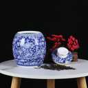 Traditional Chinoiserie Round Ginger Jars Blue and White Porcelain Series Ceramic Storage Jars with Sealed Lids,for Home/Kitchen/Dining Table Decoration (Melon Jar)