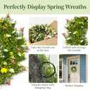 22" Spring Summer Wreath for Front Door, Artificial Floral Wreath with Pink Cosmos Yellow Chamomile White Daisies and Wild Grass, Indoor Outdoor Spring Summer Home Decor for Porch Window Wall