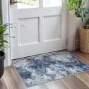 Washable Area Rug 2x4, Small Entryway Rug Non-Slip Vintage Door Mat Indoor Entrance, Low Pile Floor Carpet for Entrance, Hallway, Kitchen and CorridorDark Blue