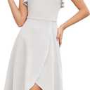 Meetjen Cocktail Party Dress Halter Neck Midi Wedding Guest Graduation 2025 Evening Sleeveless Prom Dresses (White, M)