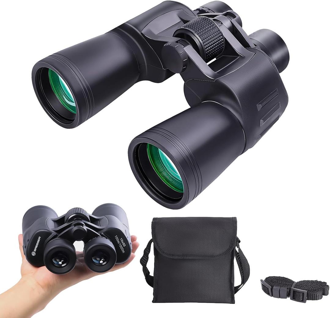 BRESSER 12x50 Binoculars for Adults High Powered with HD Optical System, Non-Slip Grip, Waterproof, Shockproof, Low Light Vision for Bird Watching Hunting Football Games Travel Stargazing Cruise