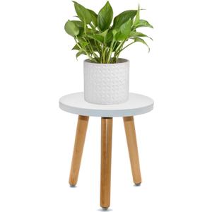 ARTORA Wood Plant Stand, Modern Plant holder Small Flower Pot Stool Decorative Planter Stand for Indoor Plants (White&Brown)
