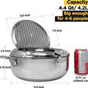 Saltlas Deep Fryer Pot (F), 11"/4.4Qt (4.2 L) Extra Large Tempura Frying Pot with Lid, 304 Stainless Steel Fry Pot with Fahrenheit Thermometer and Oil Drip Drain Rack