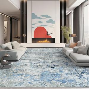 8x10 Area Rugs for Living Room,Anti-Slip Backing Washable Rug,Stain Resistant Modern Abstract Large Area Rug,Ultra-Thin Room Decor Rugs (Blue/Deepskyblue,8'x10') (8' x 10')