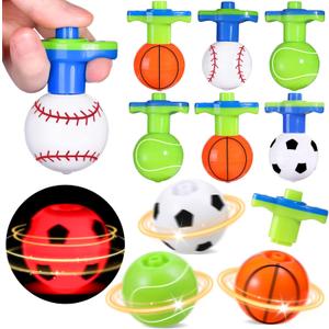 SCIONE 12Pcs LED Light Up Spinning Tops for Kids, Glow in The Dark Party Supplies, Easter Basket Stuffers, Birthday Party Favor Bulk Toys, Treasure Box Toys for Classroom Prize