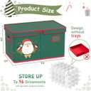 Christmas Ornament Storage Box Christmas Ornament Organizer Storage with Adjustable Dividers Fit 96 of 3 Inch 600D Oxford Fabric Ornaments Storage Container for Holiday Decorations (Green)