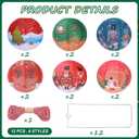AWATIN 12 Pcs Christmas Hanging Paper Lanterns, 12 Inch Party Decorations Santa Hat 3D Snowman Reindeer Holiday Xmas Ornaments Home Winter Birthday Party Supplies