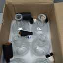 12 OZ Clear Glass Bottles with Cork, 6 Pack 375 ML Liquor Bottles with T-shaped Stopper Caps and PVC Shrink Capsules, Empty Heavy Base Bottles for Whiskey