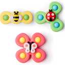 LiKee Strong Suction Cup Fidget Rotating Sensory Bath Toys for Baby Christmas Stocking Stuffers, Airplane Car Travel Table & Window Toys for Toddler Boys and Girls, 10+ Months