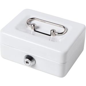 Decaller Mini Cash Box with Lock and Slot, Metal Coin Bank Piggy Bank for Adults & Kids, 4.9" x 3.7" x 2.3", White