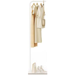 Metal Coat Rack, Stable Coat Tree with Rock Base, Garment Rack Suitable for Bedroom, Hallway, Entrance, Office, 70.8 Inches High, White