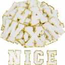 104pcs Pcs Self Adhesive Letter Patches Chenille Letters Stickers, A-Z Embroidered Applique Patches Alphabet Cloth Patch for Clothes, Bags, Hat, Phone Case, DIY Accessories (White)