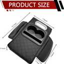 Car Center Console Cover, Upgrade 5-in-1 Genuine Leather Thickened Armrest Box, Armrest Storage Box with Cup, Universal Car Accessories Interior Organizers, for Most Cars (Black)