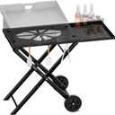Riuog Portable Griddle Stand Compatible for Blackstone 17” 22" Propane Table Top Grill Stand,Universal Outdoor Camping Cooking Station with Side Shelf, Perfect Take Along for Outdoor Cooking and Camping