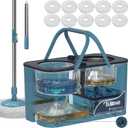 Mops and Buckets for Floor Cleaning, 360 Spin Mop and Bucket with Separates Dirty and Clean Water,4-Chamber Mop Bucket with Wringer Set for Home with 10 Replacement Mop Heads,4X Wheel