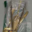 Patelai Serving Utensils Set Include Stainless Steel Large Spoons Slotted Spoons Forks Tongs Soup Ladle and Pie Server for Parties Buffet Catering, Dishwasher Safe(Gold,10 Pieces)