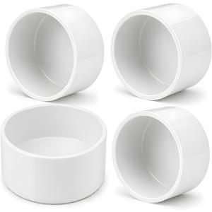 4 Pcs 4 Inch PVC End Cap Fittings, SCH40 PVC Pipe Caps for 4.50 in OD Pipe, Heavy Duty White Socket Pipe End Caps for Plumbing, Irrigation, DIY Furniture & Garden Frames - White