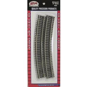 Atlas HO Scale Code 83 22" Radius Curve 6-Pack Model Train Track, Medium