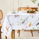 Romanstile Spring Rectangle Vinyl Tablecloth, Summer Outdoor Waterproof Oil-Proof Plastic Table Cloth, Heavy Duty Vinyl Table Cover for Dining, Camping, Picnic, Outdoor - 54 x 78 Inch, Bird
