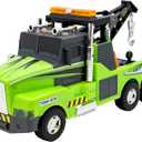 Mighty Fleet Action Drive 16" Interactive Tow Truck Toy w/Lights & Sounds, Motorized Winch, Motion Drive Action, Realistic Design & Batteries Included - Age 3+
