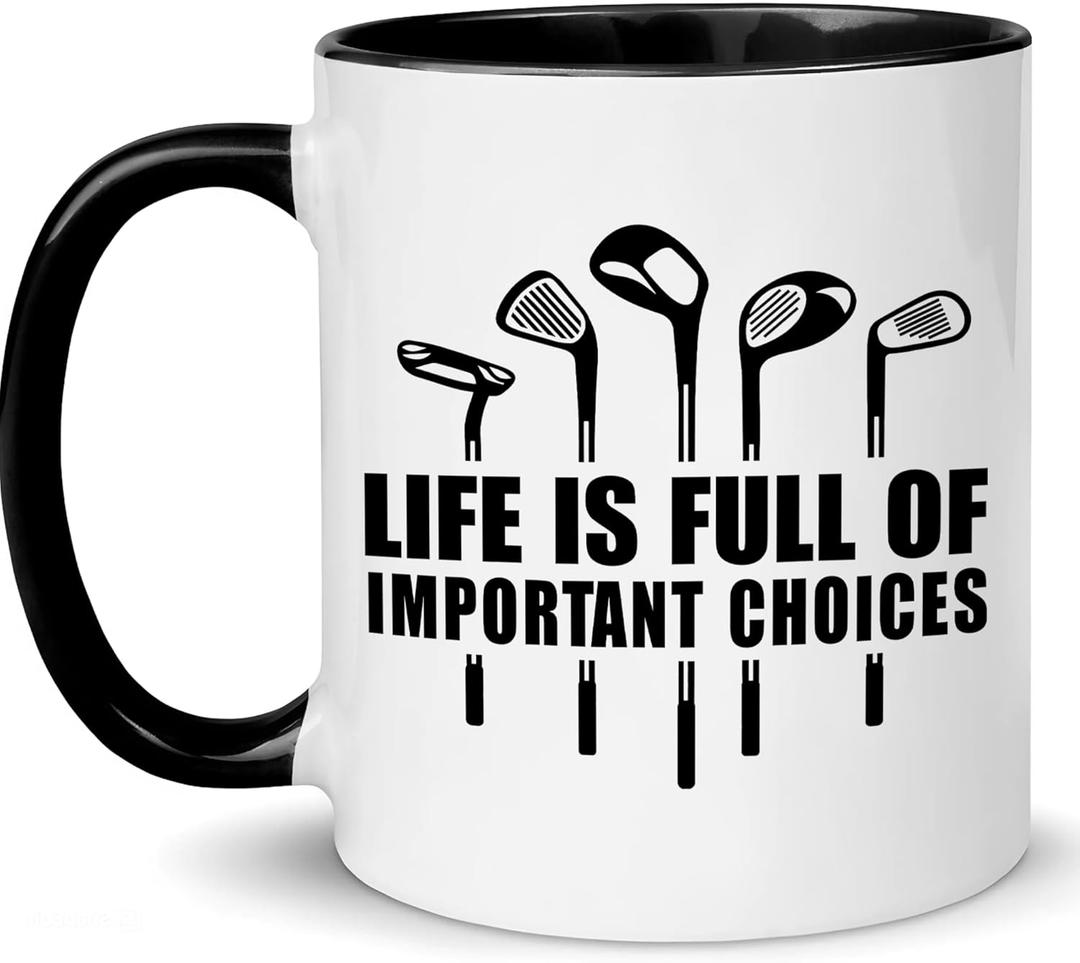 Funny Golf Gifts for Men Golfers, Golf Mugs for Men Funny Life is Full of Important Choices Design, Golfing Mug Black Handle, Coffee Mugs Golfs for Office, Christmas Gift, Fathers Day Golfs Cup