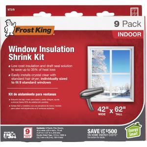Frost King V73/9H Indoor Shrink Window Kit 42 62-Inch, Clear, 9-Pack