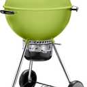 Weber Master-Touch Charcoal Grill, 22-Inch, Spring Green – Premium Outdoor BBQ Grill with Tuck-Away Lid Holder & One‑Touch™ Cleaning System, Porcelain‑Enameled Kettle