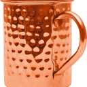 Copper Mules PURE Copper Mug RAW Cups Interior Ideal for Ayurvedic Health Benefits and Moscow Mules - Hand Hammered Finish - Authentic and Strong Riveited Handle - Holds 16oz