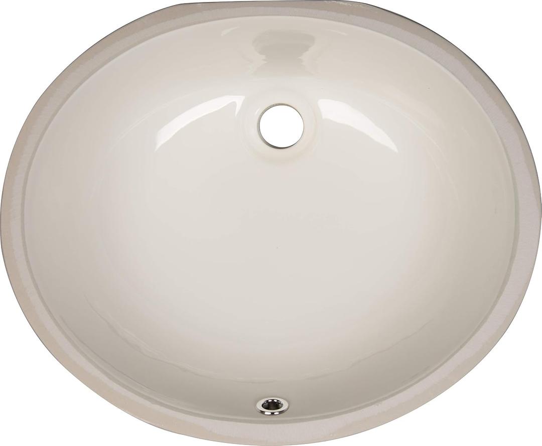 MSI 17.0” (L) x 14.125” (W) x 7.75” (H) Oval Porcelain Ceramic Undermount Bathroom Vanity Vessel Sink, Bisque