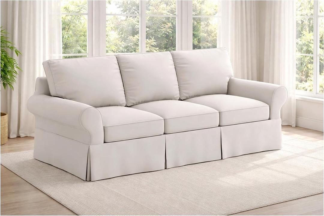 Polyester Flax PB Basic Sofa Cover Fits Pottery Barn Basic Slipcover 3 Seat
Width: 82.5" Durable Polyester Flax Sofa Cover Replacement Slipcover Beige Color.SOFA COVER ONLY. NOT A SOFA