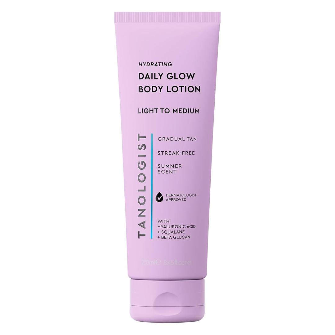 Tanologist Hydrating Daily Glow Body Lotion- Light/Medium, Buildable & Transfer-Proof Gradual Self Tanner, Summer Fragrance, Natural Not Orange, Lasts 7 Days, Vegan Clean Formula, 8.45 fl oz