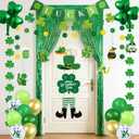 St Patrick's Day Decorations Kit,St Patricks Day Decorations Foil Fringe Curtains,Shamrock Lucky Banner,Clover Hanging Swirls,Door Hanging Ornament,Shamrock Garlands,Balloons for Home Party Supplies