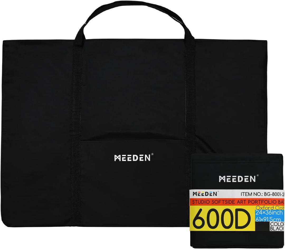 MEEDEN Soft Art Portfolio Bag: 24 x 36 Inch Black Art Canvas Portfolio Case - Waterproof 600D Oxford Carrying Storage Case for Artwork, Poster, Sketching, and Drawing