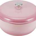 Amazon Basics Enameled Cast Iron Dutch Oven Pot with Lid, Round, Dual Handles, Heavy-Duty, Oven Safe for Stews, Roasting, Baking, 6-Quart, Light Pink