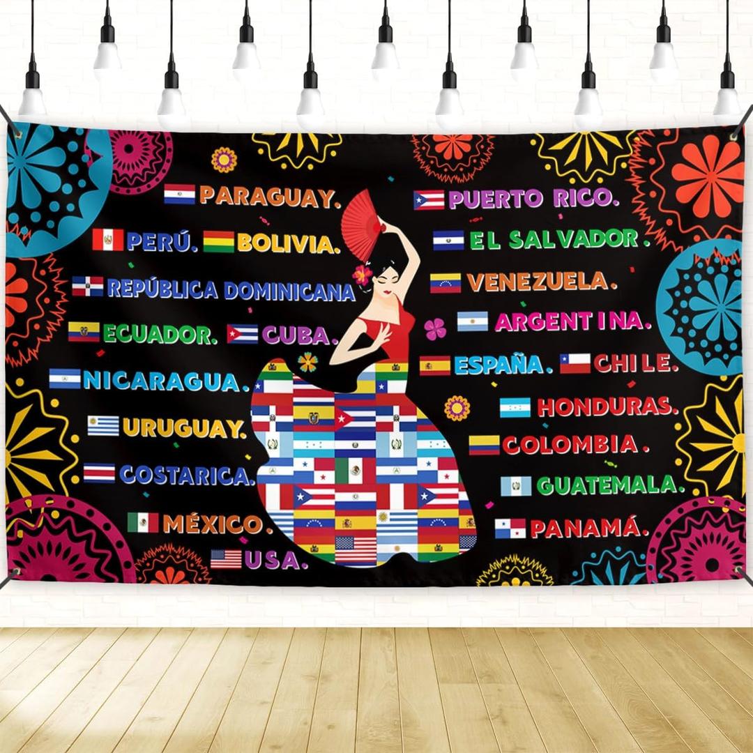 Hispanic Heritage Month Banner Spanish Mes De La Herencia Hispana Classroom Decor Latin American Hispanic Heritage Month Decorations for Home School Classroom