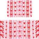 2 Pcs Pink Heart Bows Bathroom Mat Set 20 x 47 Inch Soft Plush Bath Rugs Non-Slip Backing Washable Tufted Absorbent for Bathroom Decoration Carpet Indoor Party Favors Decor