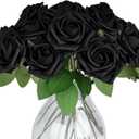 JOHOUSE 30PCS Black Roses, Artificial Flowers with Stems for Wedding Bouquets Party and Gothic Decoration