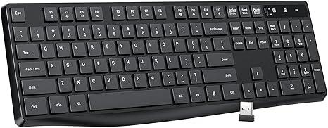 Lovaky Wireless Keyboard MK98, 2.4G USB Computer Cordless Keyboard, Enlarged Indicator Light, Ergonomic Full Size PC Keyboard with Number Pad for Windows, Laptop, Desktop, Chromebook, Notebook, Black