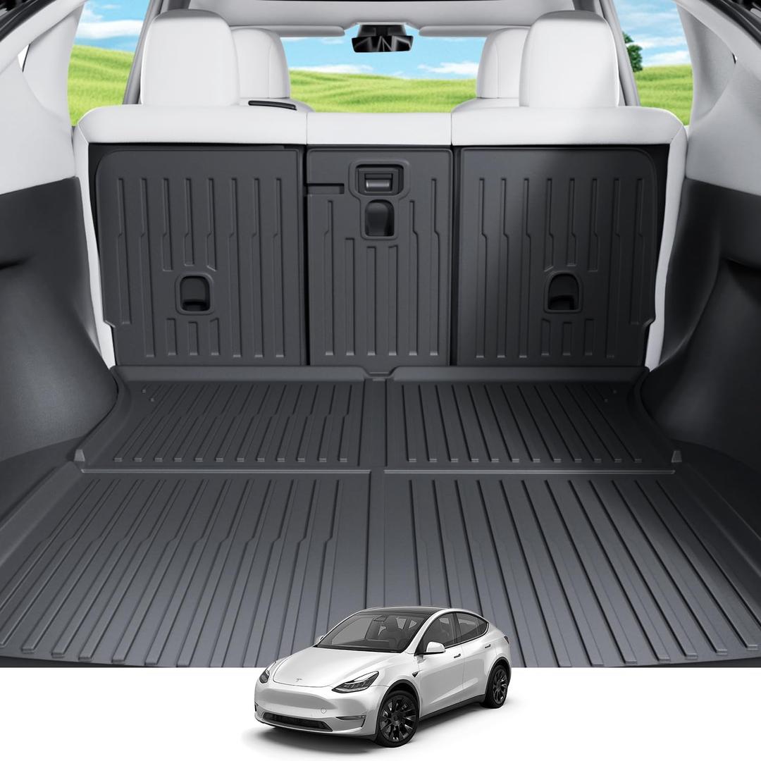 Cargo Mat Compatible with Tesla Model Y 2020-2024 5 Seat, Heavy-Duty TPE Trunk Liner Rear Seat Back Protector Model Y Accessories Custom Fit Trunk Mat- 6PCS