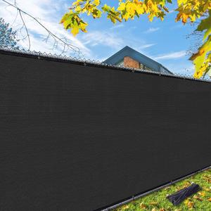 iCover 5x12ft Privacy Screen Fence, Outdoor Fencing Panels, Garden Windscreen Mesh Shade Sail Net Barrier, Fence Privacy Screen Reinforced Bindings and Brass Grommets Cable Zip Ties, Black