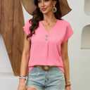 Women's Dressy Casual Shirt Sleeveless V-Neck Button Down Work Tops Business Casual Summer Tops (Pink, M)