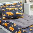 Meeting Story 3pcs Kids Comforter Sets Zipper Bedding Set for Boys, Full Kid Bedding Set Car Comforter Construction Bedding for Kid, All in one Zipper BeddingGrey, Full