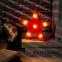Jutom 8 Pieces Star Night Lights LED Plastic Star Shaped Sign Lighted Marquee Desk Lamp for Gift Red