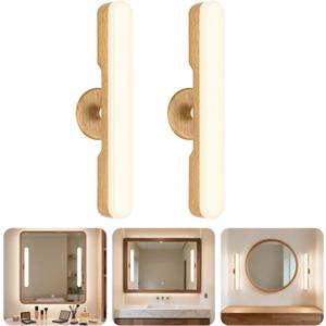 Set of 2 Wireless Vanity Makeup Lights for Mirror, Rechargeable LED Stick On Light Bar for Bathroom Mirror with Dimmable 3 CCT, Long Battery Life Cordless Light for Vanity Desk(Light Brown)