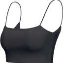 Women's Basic Spaghetti Strap Crop Top Camisole Y2k Sleeveless Tube Sexy Cami Shirts Tank Tops (Black, M)