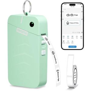 ORGSTA S001 Label Maker Machine with Tape, Portable Bluetooth Label Maker for Home and Office Organization, Thermal Label Printer Mini Sticker Maker with Multiple Templates, Green