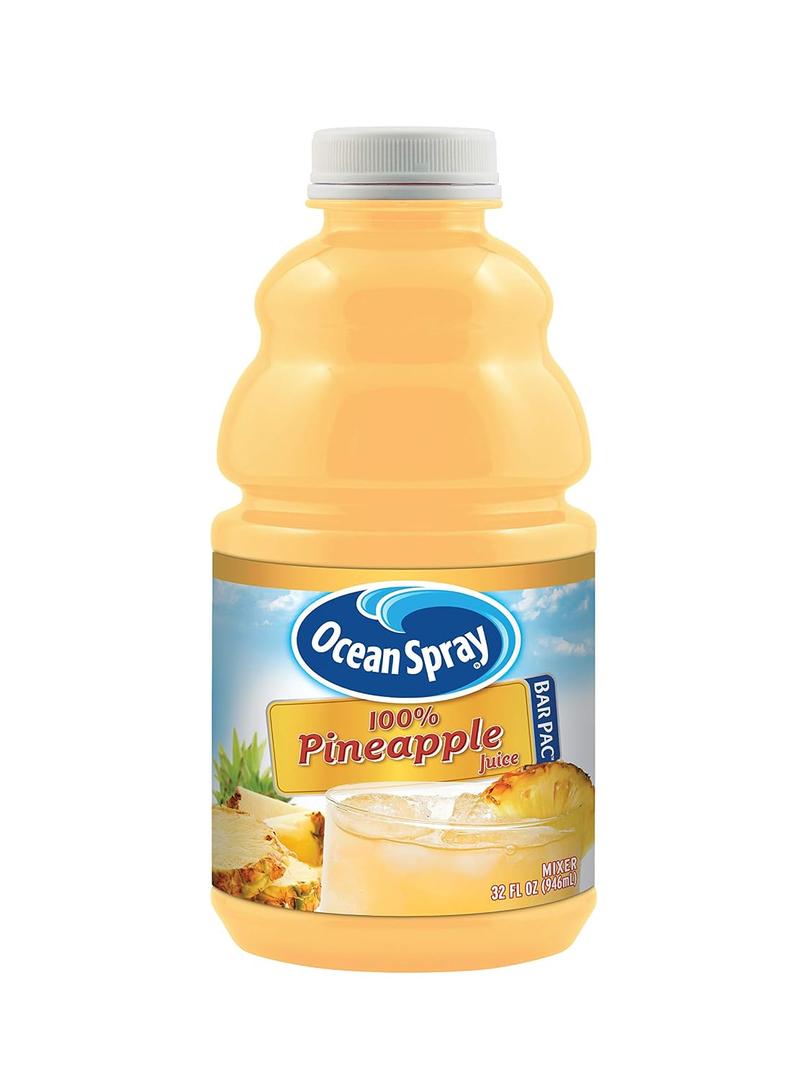 Ocean Spray BarPac Mixer Bottle, 100% Pineapple, 32 Ounce (Pack of 12) (EXP 08/04/26)