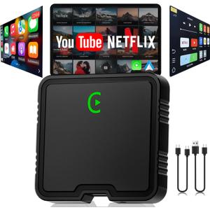 Wireless CarPlay Adapter, Car Play Adapter with Netflix/YouTube/TF Card Plug & Play Dongle Support, USB Dongle for Android Auto from 2015&iPhone iOS10+