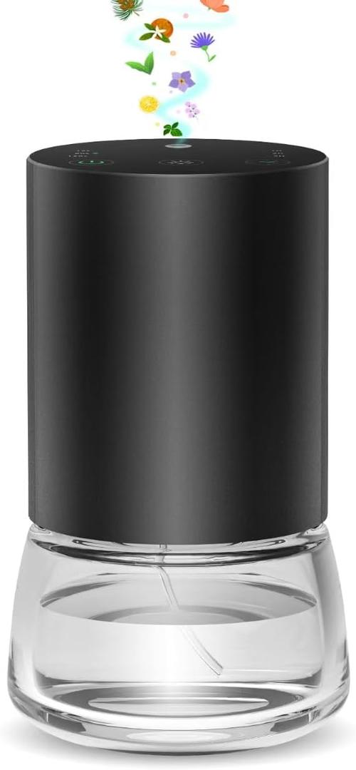 Waterless Essential Oil Diffuser 100ML Large Capacity Battery Powered Diffuser with 7 Colors LED Lights for Large Room Living Room Bedroom Office Aluminum Alloy (Black)